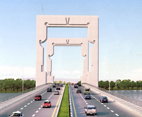 Phối cảnh phương án thiết kế kiến trúc “Biểu tượng cửa ngõ” cho cầu An Hảo.