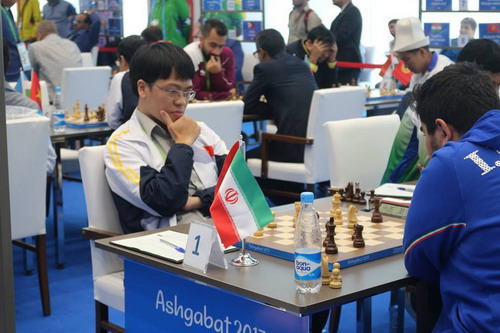 Lê Quang Liêm (trái) đối đầu cùng Sasikiran Krisnan