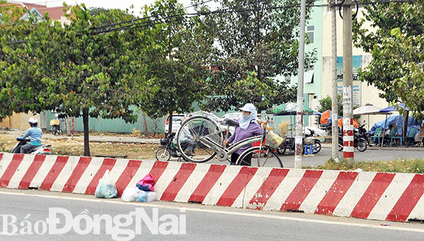 Vác xe đạp qua dải phân cách