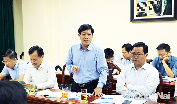 Phó giám đốc Sở Tài nguyên - môi trường Nguyễn Ngọc Thường phát biểu tại buổi làm việc