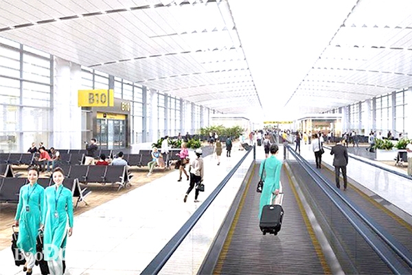 Do dự án đầu tư xây dựng Sân bay Long Thành chưa được Thủ tướng Chính phủ phê duyệt nên việc triển khai các thủ tục xây dựng 2 tuyến đường kết nối cũng chưa thể thực hiện. (Ảnh phối cảnh nhà ga hành khách sân bay Long Thành)