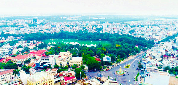 Công viên Biên Hùng nhìn từ trên cao. Ảnh: Huy Anh