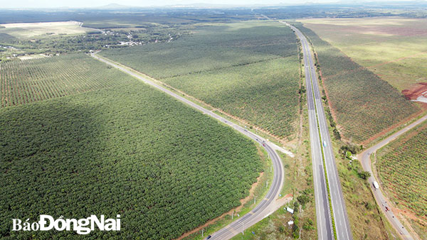Đường tỉnh 769 (bên trái) là tuyến đường đóng vai trò giải tỏa áp lực giao thông khi sân bay Long Thành đi vào khai thác cũng như kết nối các khu công nghiệp Dầu Giây, Lộc An - Bình Sơn. Ảnh: Phạm Tùng
