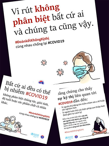 Những thông điệp chống kỳ thị người nhiễm Covid-19 của Tổ chức Y tế thế giới. Nguồn: Bộ Y tế