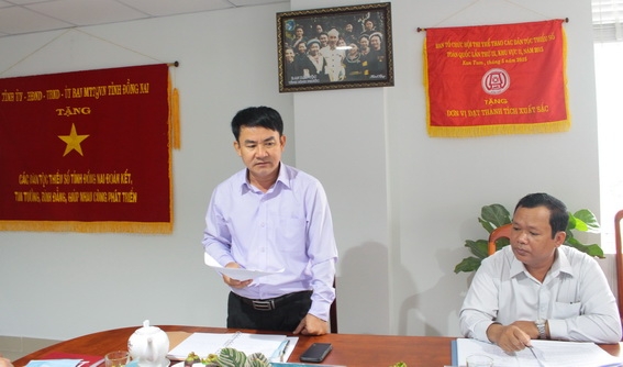 ởng Ban Dân tộc tỉnh Nguyễn Văn Khang phát biểu tại buổi làm việc