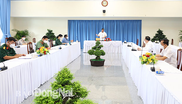 Phó bí thư Thường trực Tỉnh ủy Hồ Thanh Sơn phát biểu chỉ đạo tại cuộc họp. Ảnh: Huy Anh
