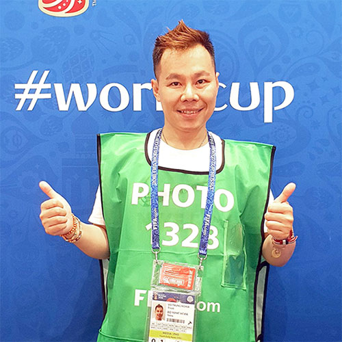 Nhà báo Trung Nghĩa tác nghiệp tại World Cup 2018 ở Nga