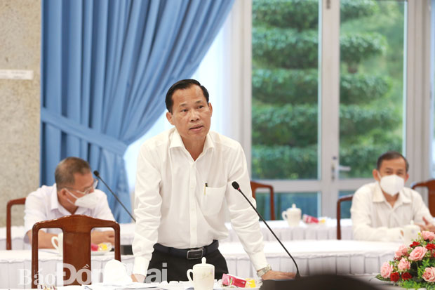 Trưởng ban Tuyên giáo Tỉnh ủy Phạm Xuân Hà phát biểu tại cuộc họp. Ảnh: Huy Anh