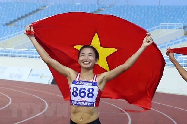 Nguyễn Thị Oanh giành 2 HCV tại SEA Games 31. (Ảnh: Huy Hùng/TTXVN)