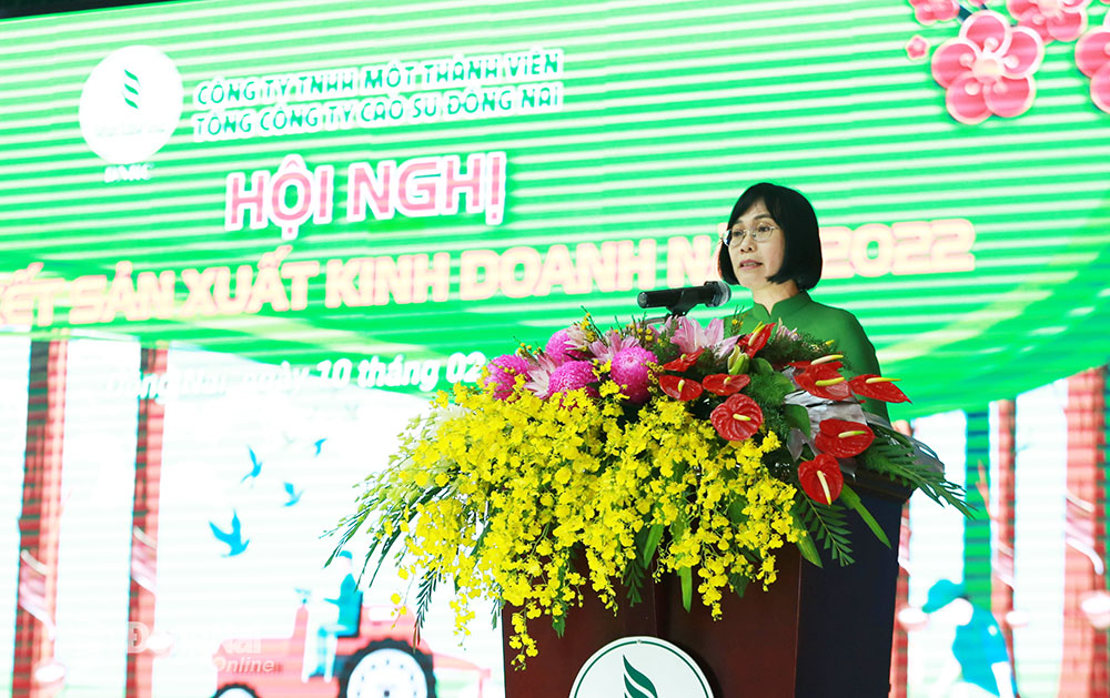 Phó chủ tịch UBND tỉnh Nguyễn Thị Hoàng phát biểu tại hội nghị. Ảnh: Huy Anh