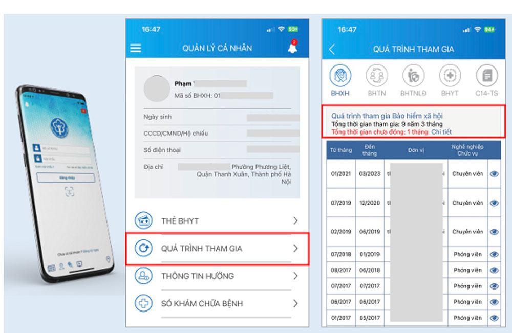Ứng dụng VssID cập nhật thêm tính năng hiển thị tháng chưa đóng bảo hiểm xã hội, bảo hiểm thất nghiệp. Nguồn: Bảo hiểm xã hội Việt Nam