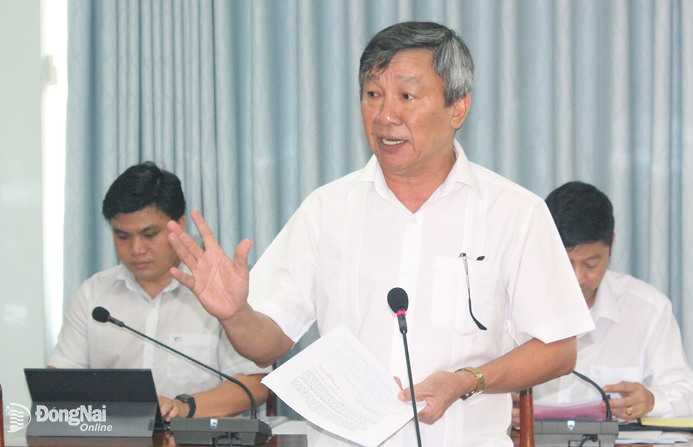 Phó bí thư thường trực Tỉnh ủy Hồ Thanh Sơn phát biểu tại cuộc họp