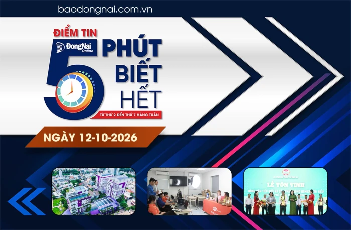 Điểm tin '5 phút biết hết' sáng 12-10: 180 học sinh thành phố Đồng Nai dự thi học sinh giỏi quốc gia năm học 2026-2027