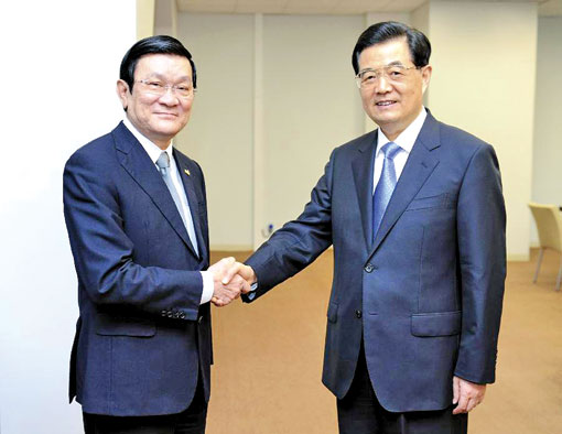  Chủ tịch nước Trương Tấn Sang gặp Tổng Bí thư, Chủ tịch nước CHND Trung Hoa  Hồ Cẩm Đào.