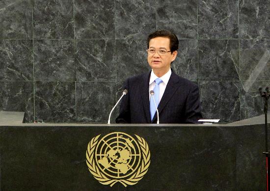 Thủ tướng Nguyễn Tấn Dũng phát biểu tại Phiên thảo luận chung Đại hội đồng Liên hiệp quốc khóa 68. Ảnh: TTXVN