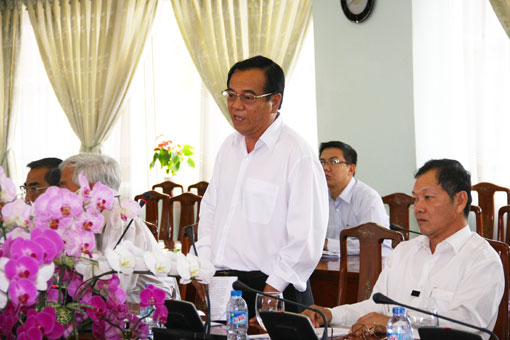 Bí thư Tỉnh ủy Trần Đình Thành phát biểu tại buổi tiếp đoàn