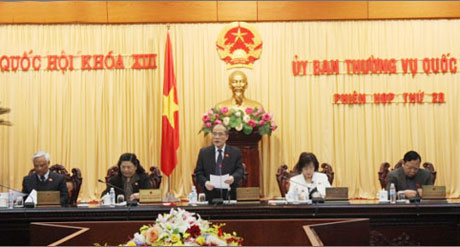 Chủ tịch Quốc hội Nguyễn Sinh Hùng phát biểu khai mạc Phiên họp thứ 26 của Ủy ban Thường vụ Quốc hội.