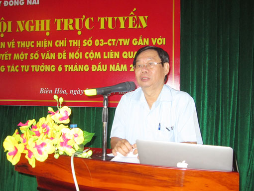 Đồng chí Trương Minh Nhựt phát biểu tại hội nghị.