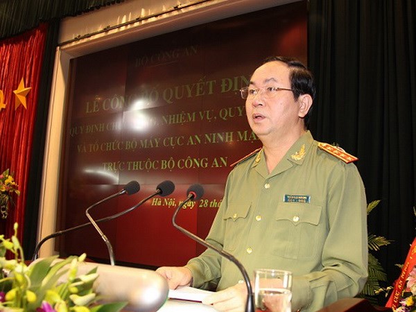 Bộ trưởng Trần Đại Quang phát biểu chỉ đạo tại buổi lễ. (Nguồn: mps.gov.vn)