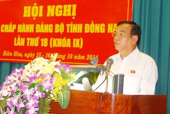 Đồng chí Trần Đình Thành, Bí thư Tỉnh ủy phát biểu kết luận hội nghị