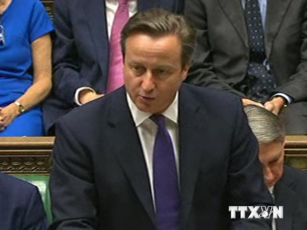 Thủ tướng Anh David Cameron phát biểu tại một phiên họp bất thường của Hạ viện ở London. (Nguồn: AFP/TTXVN)