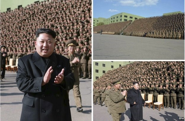 Bức ảnh do KCNA phát cho thấy ông Kim Jong Un tới chỉ huy quân đội mà không cầm gậy chống. (Nguồn: EPA/KCNA)