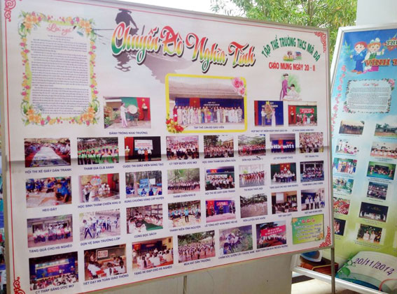  Một tờ báo tường của tập thể giáo viên, học sinh Trường THCS Mã Đà, huyện Vĩnh Cửu (ảnh: M. Đức)