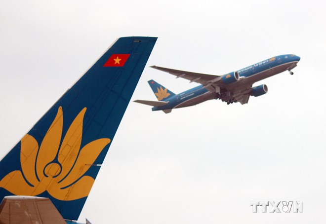 Máy bay của Vietnam Airlines cất cánh tại sân bay quốc tế Nội Bài (Hà Nội). (Ảnh: Huy Hùng/TTXVN)