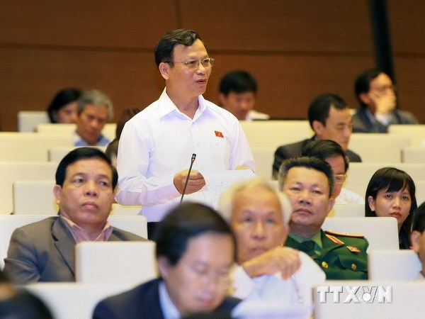  Ðại biểu Quốc hội tỉnh Bình Phước Bùi Mạnh Hùng phát biểu ý kiến. (Ảnh: TTXVN)