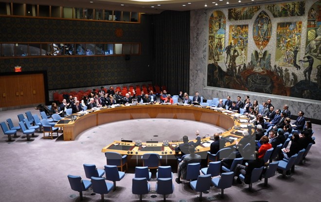 Một phiên họp của Hội đồng Bảo an LHQ vào ngày 16/2 (Ảnh: AFP/TTXVN)