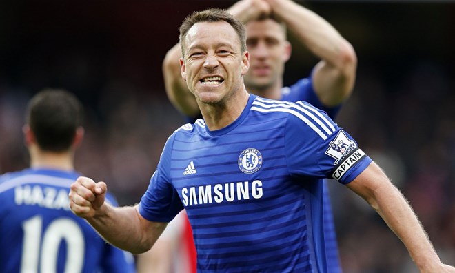 Terry ăn mừng sau khi Chelsea cầm hòa Arsenal. (Nguồn: Guardian)