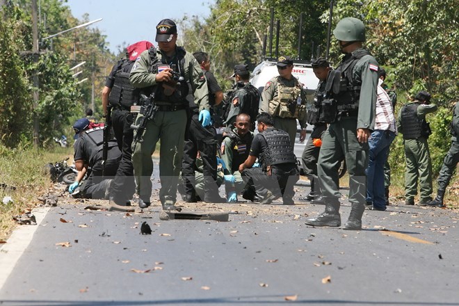 Hiện trường vụ đánh bom tại miền nam Thái Lan. (Nguồn: AFP/TTXVN)
