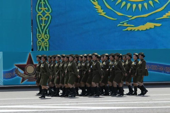 Kazakhstan đã tổ chức duyệt binh tại quảng trường Kazakh Eli. (Nguồn: kazpravda.kz)