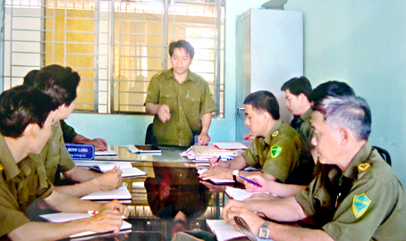 Một buổi triển khai nhiệm vụ bảo vệ an ninh trật tự của Công an xã Lộc An.