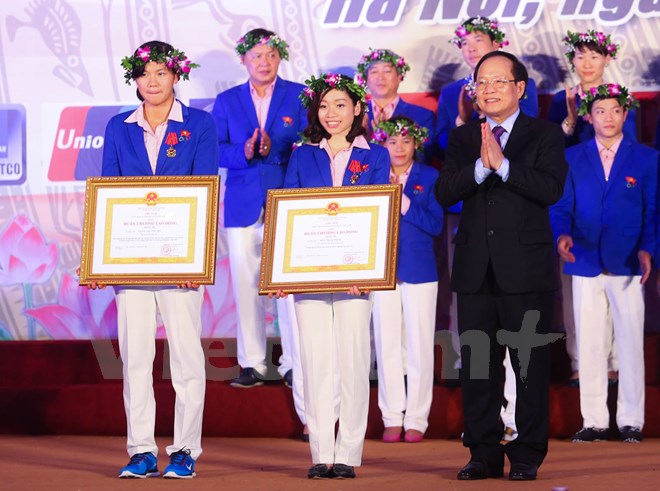 Phan Thị Hà Thanh cùng Ánh Viên là hai vận động viên của đoàn Thể thao Việt Nam được nhận Huân chương Lao động hạng Nhì lần này. (Ảnh: Vietnam+)