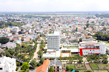 Một góc đô thị Biên Hòa nhìn từ trên cao.