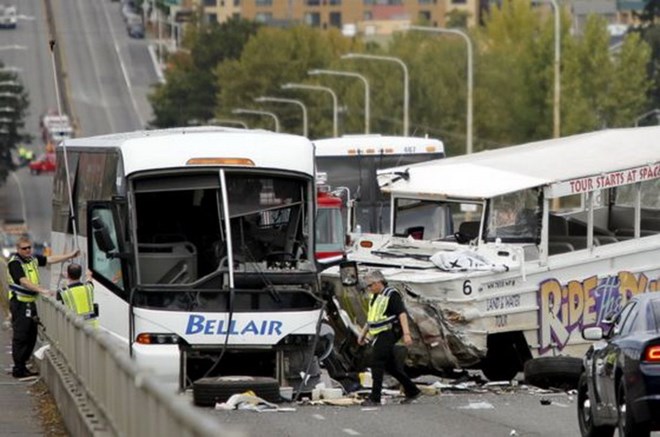 Hiện trường vụ tai nạn ở Seattle. (Nguồn: BBC)