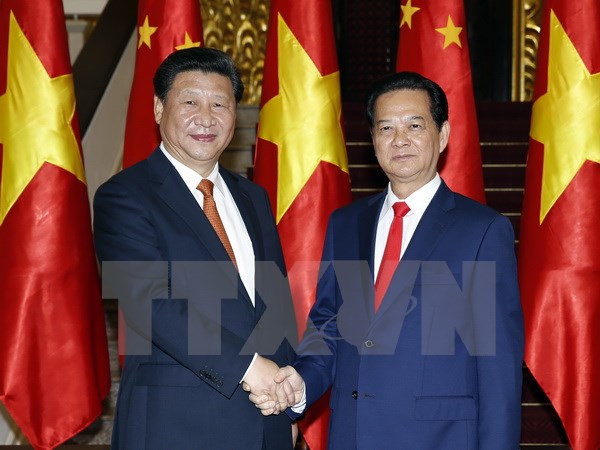 Thủ tướng Nguyễn Tấn Dũng hội kiến Tổng Bí thư, Chủ tịch nước Trung Quốc Tập Cận Bình thăm cấp Nhà nước Việt Nam. (Ảnh: Đức Tám/TTXVN)