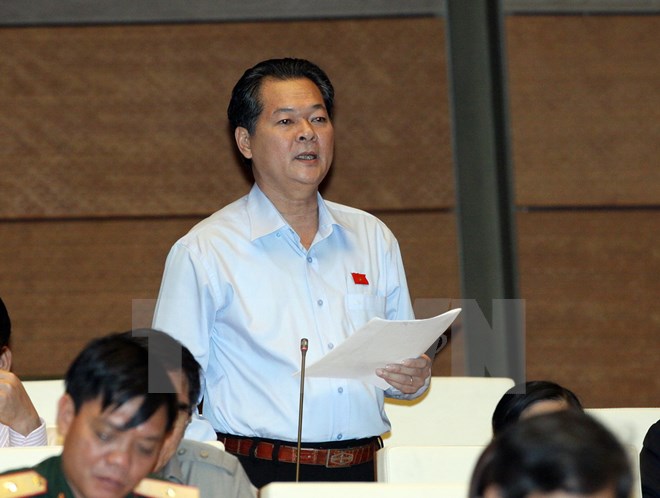 Đại biểu Quốc hội tỉnh Cà Mau Trương Minh Hoàng phát biểu ý kiến. (Ảnh: Nguyễn Dân/TTXVN)