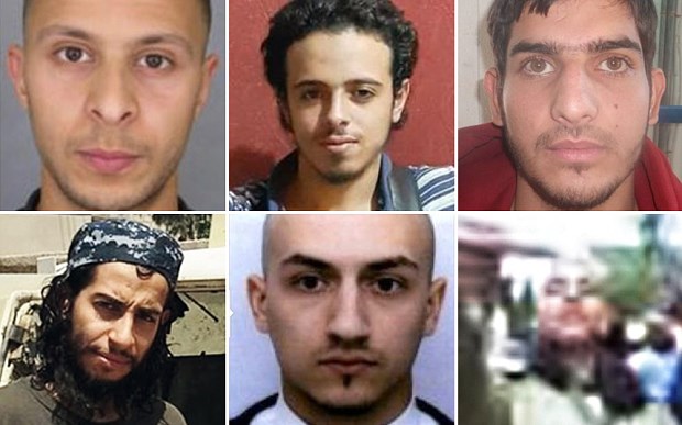 Các nghi phạm tấn công khủng bố ở Paris: Salah Abdeslam, Bilal Hadfi, Ahmad Almohamad, Omar Mostefai, Abdelhamid Abaaoud và Samy Amimour.  (Nguồn: Guardian)
