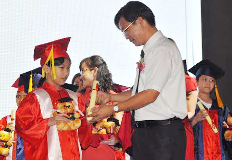 Trung tâm ngoại ngữ Việt - Mỹ trao chứng chỉ cho các học viên tốt nghiệp