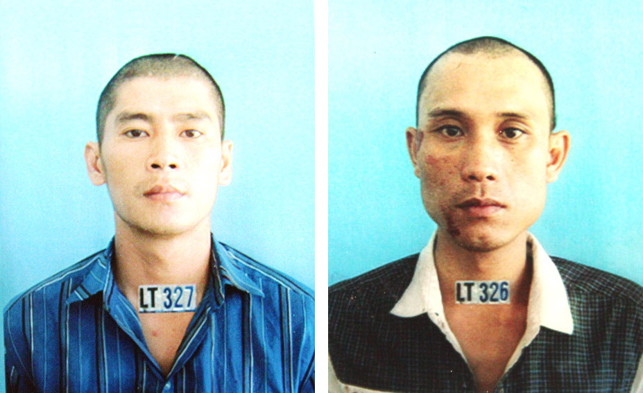 Các đối tượng Nguyễn Thái Tuấn, Lê Minh Hướng bị bắt giữ  tại cơ quan công an.