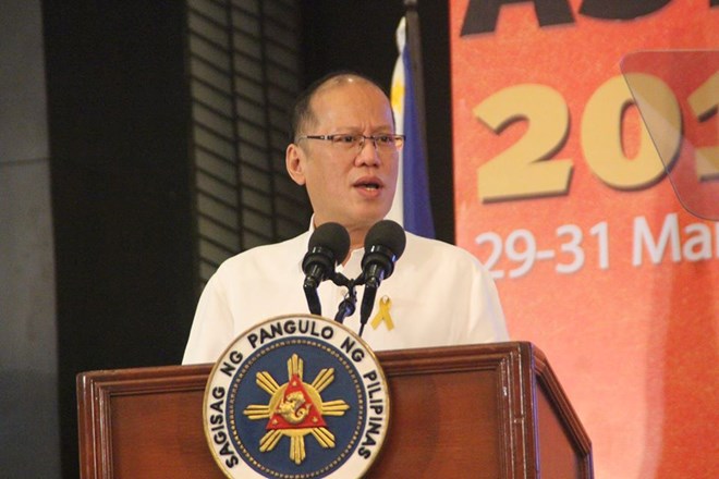 Tổng thống Philippines Benigno Aquino III phát biểu tại lễ khai mạc Publish Asia 2016 tại Manila hôm 30/3 (Ảnh: Phan Công)