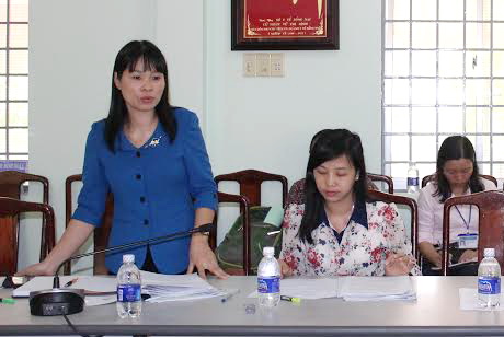 Bà Nguyễn Thị Thu Hiền, Trưởng Ban Văn hóa - xã hội HĐND tỉnh phát biểu tại buổi giám sát.