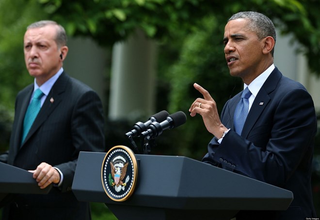 Tổng thống Mỹ Barack Obama và người đồng cấp Thổ Nhĩ Kỳ Recep Tayyip Erdogan. (Nguồn: AP)