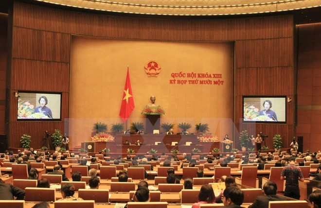 Chủ tịch Quốc hội Nguyễn Thị Kim Ngân phát biểu bế mạc Kỳ họp. (Ảnh: TTXVN)
