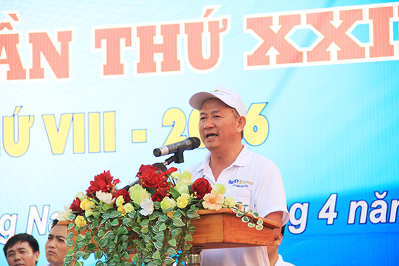 Giám đốc Sở Văn hóa - thể thao và du lịch Lê Kim Bằng phát biểu tại lễ khai mạc