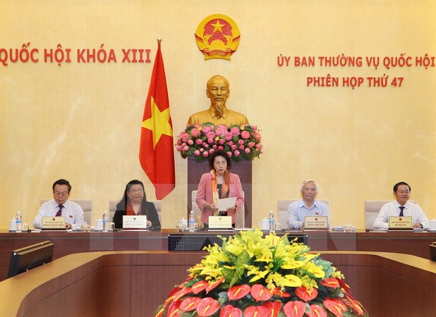 Chủ tịch Quốc hội Nguyễn Thị Kim Ngân phát biểu khai mạc Phiên họp lần thứ 47 của Ủy ban Thường vụ Quốc hội khóa XIII. (Ảnh: TTXVN)