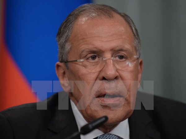 Ngoại trưởng Nga Sergei Lavrov phát biểu tại một cuộc họp báo ở Moskva, Nga. (Nguồn: AFP/TTXVN)