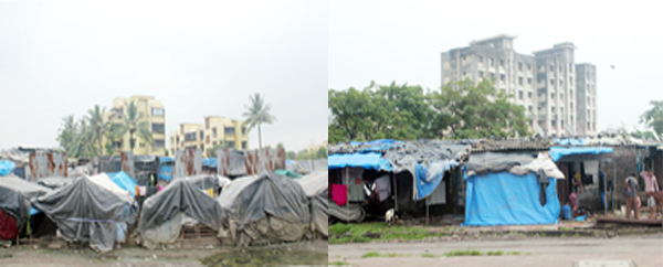 “Nhà” ở khu ổ chuột chỉ là những túp lều tạm bợ che bằng ny-lông.